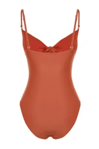 TRENDYOLMİLLA Brick Rejection Cut Out Detailed Strapless Covered Regular Swimsuit - Image 9