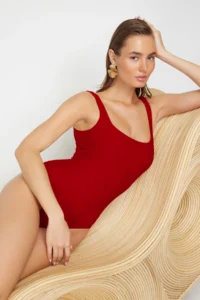 TRENDYOLMİLLA Rejection Square Neck Covered Regular Basic Swimsuit