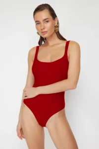 TRENDYOLMİLLA Rejection Square Neck Covered Regular Basic Swimsuit - Image 2