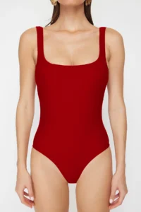 TRENDYOLMİLLA Rejection Square Neck Covered Regular Basic Swimsuit - Image 4