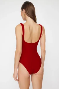 TRENDYOLMİLLA Rejection Square Neck Covered Regular Basic Swimsuit - Image 5