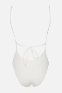 TRENDYOLMİLLA Ecru textured Low-cut back V-neck Covered Regular Basic Swimsuit - Image 8