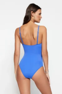 TRENDYOLMİLLA Saks Blue V Telli V-neck Covered Regular Swimsuit - Image 5