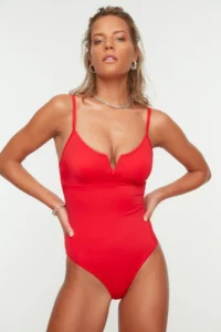 TRENDYOLMİLLA Rejection V-neck Regular Basic Swimsuit - Image 3