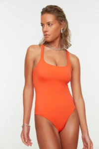 TRENDYOLMİLLA Pomegranate U-Neck Covered Regular Swimsuit - Image 3