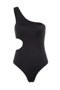 TRENDYOLMİLLA Black Cut Out/Window Detailed One Shoulder Covered Regular Swimsuit - Image 7