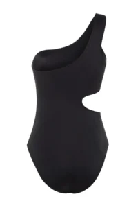 TRENDYOLMİLLA Black Cut Out/Window Detailed One Shoulder Covered Regular Swimsuit - Image 9