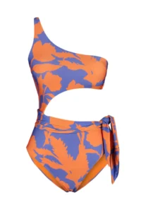 TRENDYOLMİLLA Floral Patterned Cut Out/Window Detailed One Shoulder Covered Regular Swimsuit - Image 6