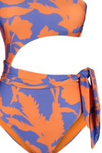 TRENDYOLMİLLA Floral Patterned Cut Out/Window Detailed One Shoulder Covered Regular Swimsuit - Image 7