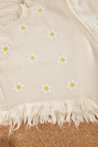 TRENDYOLMiLLA Beige denim Embroidered Beach Mini High Waist Shorts & Bermuda - Image 6