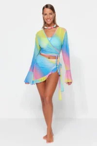 TRENDYOLMİLLA gradient Knitting Binding Detailed Beach Blouse-Skirt Set - Image 2