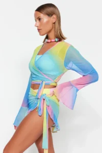 TRENDYOLMİLLA gradient Knitting Binding Detailed Beach Blouse-Skirt Set - Image 3