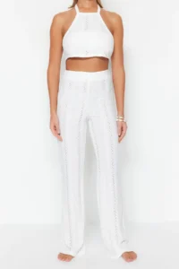 TRENDYOLMİLLA beachwear Ecru Knitting Blouse-Pants Set - Image 4