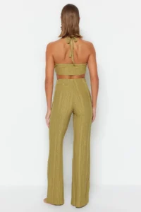 TRENDYOLMİLLA beachwear Khaki Knitting Blouse-Pants Set - Image 6