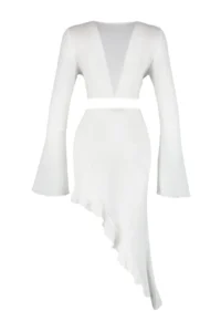 TRENDYOLMİLLA beachwear White Weaving Frilly Blouse-Skirt Set - Image 8