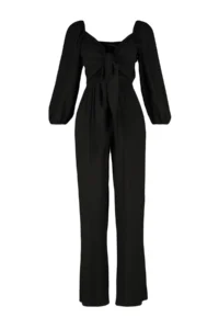 TRENDYOLMİLLA beachwear Black Weaving Binding Detailed Blouse-Pants Set - Image 7