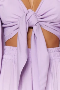 TRENDYOLMİLLA beachwear Lilac Weaving Binding Detailed Blouse-Pants Set - Image 5