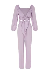 TRENDYOLMİLLA beachwear Lilac Weaving Binding Detailed Blouse-Pants Set - Image 7