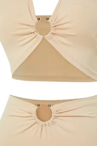 TRENDYOLMİLLA beachwear Beige Knitting Accessory Detailed Blouse-Skirt Set - Image 8