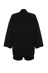 TRENDYOLMİLLA Black Weaving Beach Mini High Waist Kimono-Shorts Set - Image 9