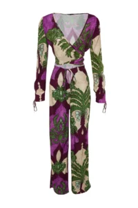 TRENDYOLMİLLA Tropical Patterned Weaving Beach High Waist Blouse-Pants Set - Image 7