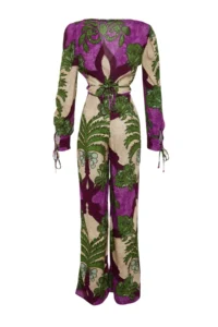 TRENDYOLMİLLA Tropical Patterned Weaving Beach High Waist Blouse-Pants Set - Image 8