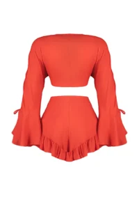 TRENDYOLMİLLA Rejection Weaving Frilly Beach Blouse-Skirt Set - Image 8