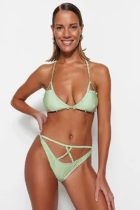 TRENDYOLMİLLA Green Cut Out/Pencereli High Leg Bikini Bottom - Image 3