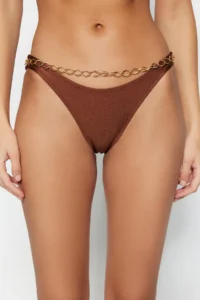 TRENDYOLMİLLA Brown Zincir with accessories Normal Hem Bikini Bottom - Image 4