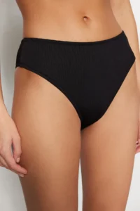 TRENDYOLMİLLA Black textured High Waist Regular Basic Bikini Bottom - Image 5