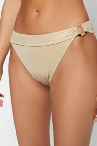 TRENDYOLMİLLA Bronze with accessories Shiny Lak Printed High Leg Bikini Bottom - Image 4