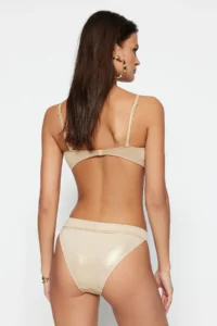 TRENDYOLMİLLA Bronze with accessories Shiny Lak Printed High Leg Bikini Bottom - Image 6