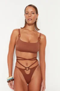 TRENDYOLMİLLA Ecru with accessories High Leg Bikini Bottom - Image 2