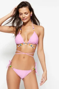 TRENDYOLMİLLA Pink with accessories Regular Low Waist Bikini Bottom
