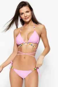 TRENDYOLMİLLA Pink with accessories Regular Low Waist Bikini Bottom - Image 2