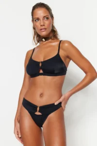 TRENDYOLMİLLA Black with accessories High Leg Bikini Bottom - Image 2