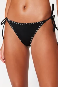 TRENDYOLMİLLA Black Embroidered Regular Regular Waist Bikini Bottom - Image 4