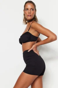TRENDYOLMİLLA Black Super High Waist Basic Shorts Bikini Bottom - Image 4