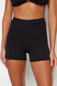 TRENDYOLMİLLA Black Super High Waist Basic Shorts Bikini Bottom - Image 5
