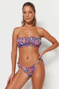 TRENDYOLMİLLA Abstract Patterned Tunnel Normal Hem Bikini Bottom