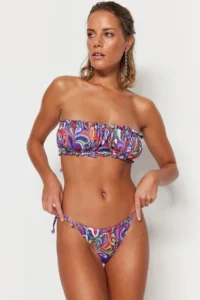 TRENDYOLMİLLA Abstract Patterned Tunnel Normal Hem Bikini Bottom - Image 5