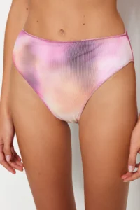 TRENDYOLMİLLA Gradient Patterned Mesh Detailed High Waist High Leg Bikini Bottom - Image 5