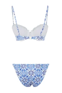 TRENDYOLMİLLA Tile Patterned Frilly balconette Covered Regular Low Waist Bikini Set - Image 8