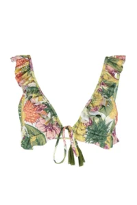 TRENDYOLMİLLA Tropical Patterned Frilly Triangle Covered Regular Low Waist Bikini Set - Image 5