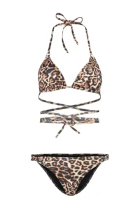 TRENDYOLMİLLA Leopard Patterned tied up Triangle Covered Regular Regular Waist Bikini Set - Image 6
