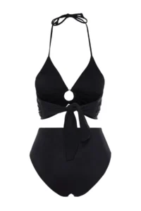TRENDYOLMİLLA Black with accessories bralette Covered Regular High Waist Bikini Set - Image 8