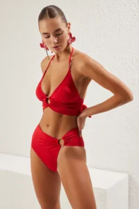 TRENDYOLMİLLA Rejection with accessories bralette Covered Regular High Waist Bikini Set