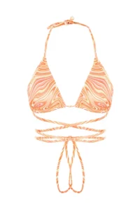 TRENDYOLMİLLA Abstract Patterned tied up Triangle Covered Bikini Top - Image 7