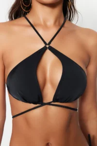 TRENDYOLMİLLA Black Barbell Collar with accessories Bikini Top - Image 5
