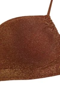 TRENDYOLMİLLA Brown Strapless Simli Bikini Top - Image 6